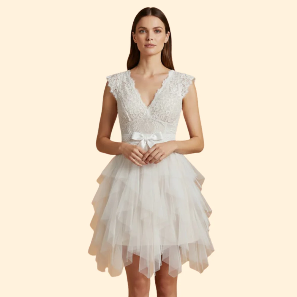 Elegant V-Neck Mesh Dress for Women - Image 2