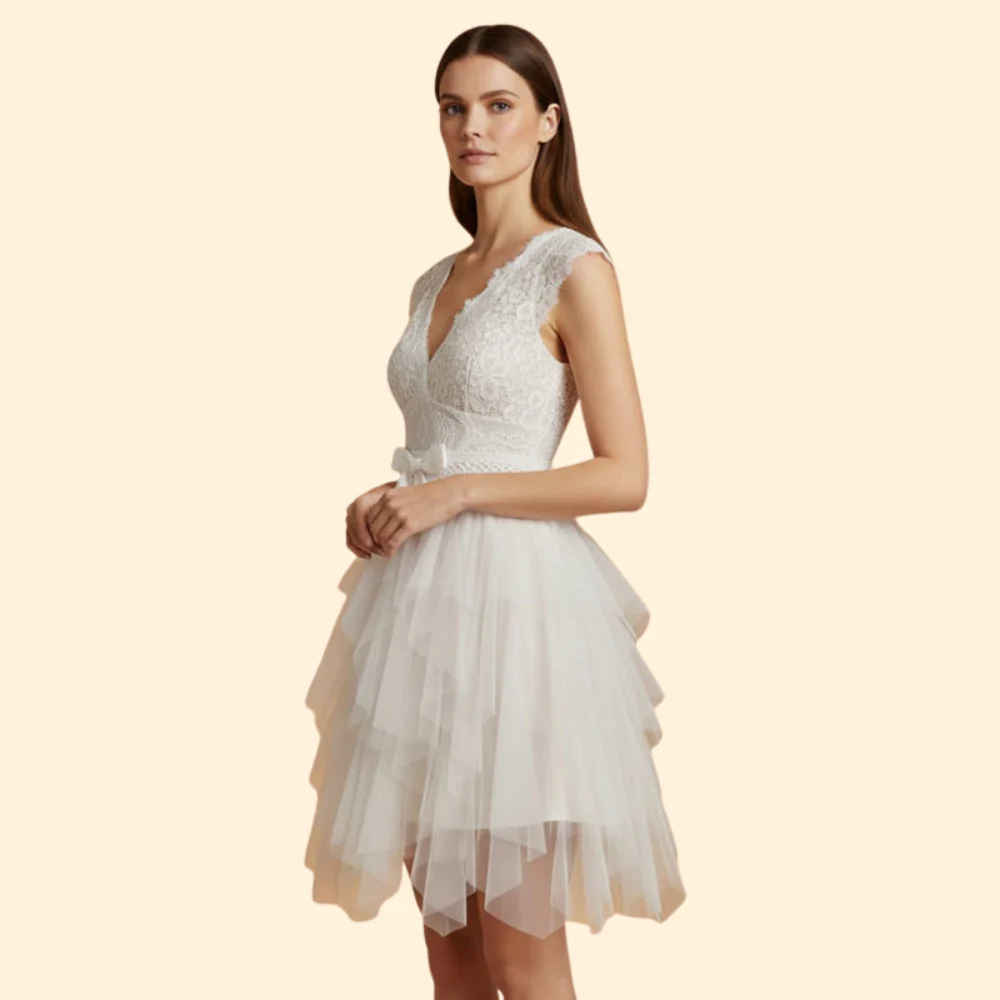 Elegant V-Neck Mesh Dress for Women - Image 4