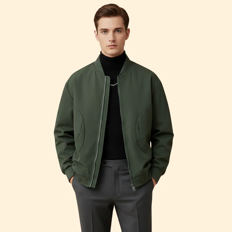 Men’s Bomber Jacket with Ribbed Cuffs - Image 2