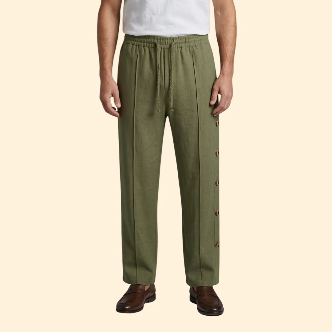 Men’s Wide-Leg Pants with Side Buttons - Image 3