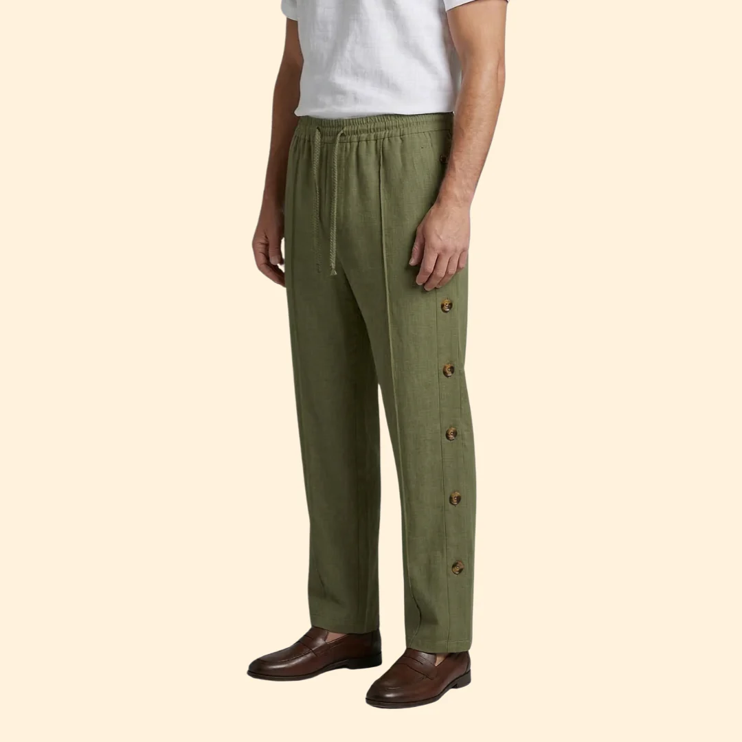 Men’s Wide-Leg Pants with Side Buttons - Image 4