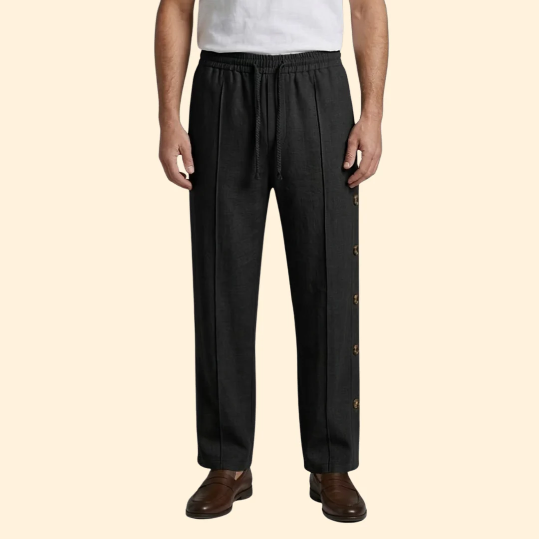 Men’s Wide-Leg Pants with Side Buttons - Image 9