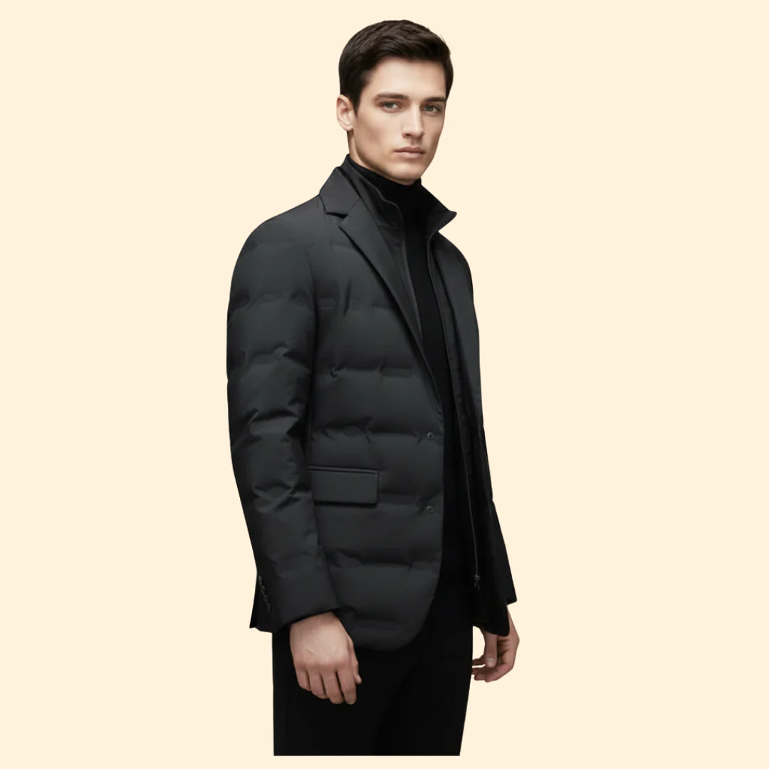 Men’s Blazer Jacket with Zip Mock Neck - Image 3