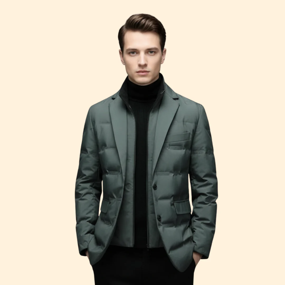 Men’s Blazer Jacket with Zip Mock Neck - Image 6
