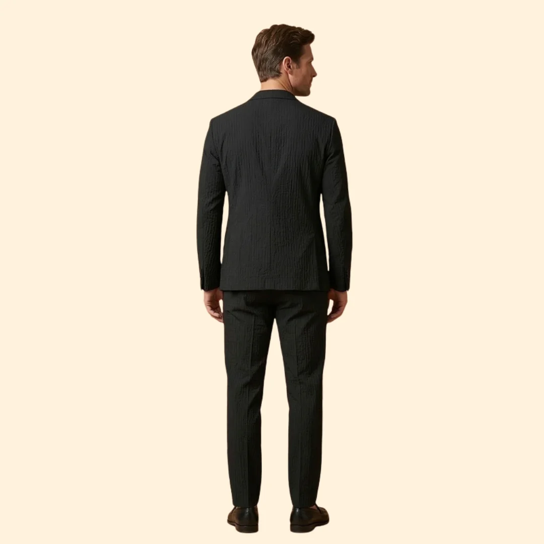 Men’s Blazer with Notch Collar and Adjustable Waist Trousers - Image 4