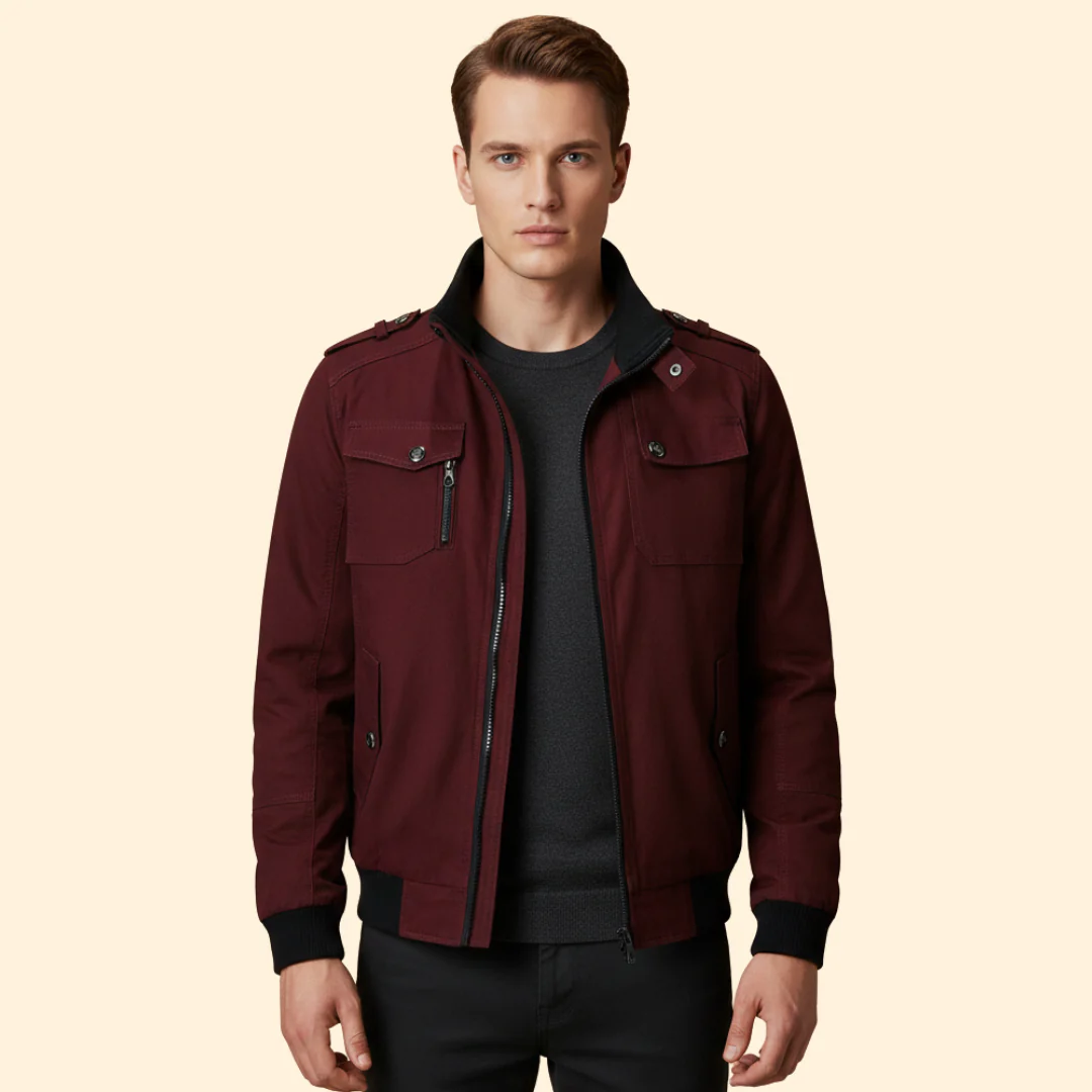 Men’s Bomber Jacket with Chest Pockets - Image 2