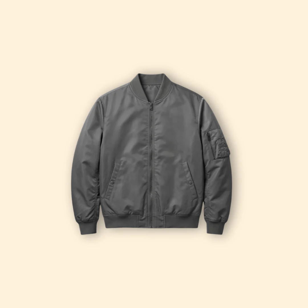 Men’s Bomber Jacket with Contrast Lining Design
