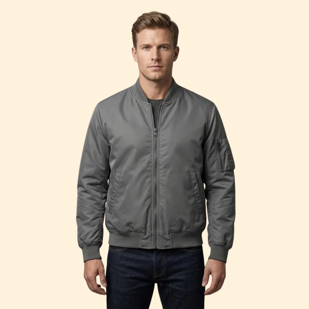 Men’s Bomber Jacket with Contrast Lining Design - Image 2