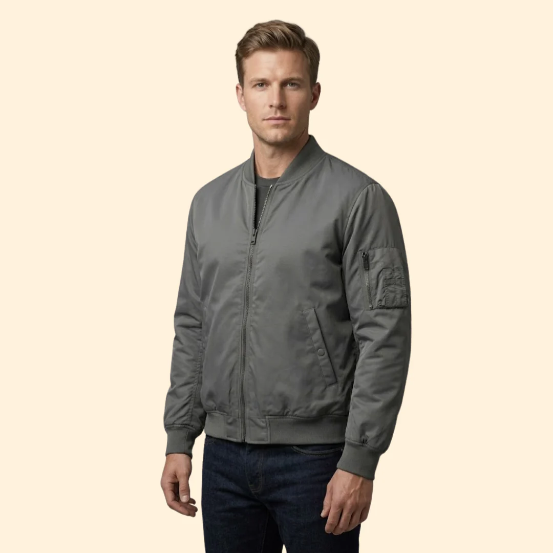 Men’s Bomber Jacket with Contrast Lining Design - Image 3