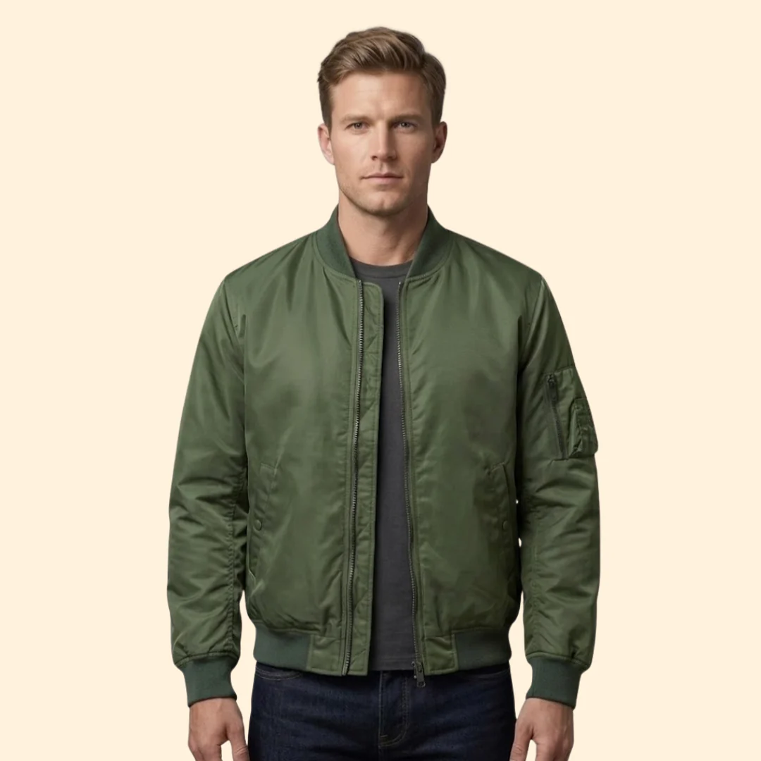 Men’s Bomber Jacket with Contrast Lining Design - Image 5