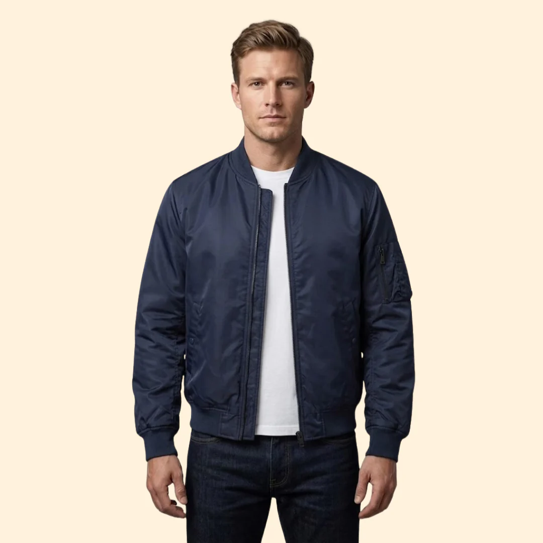 Men’s Bomber Jacket with Contrast Lining Design - Image 6