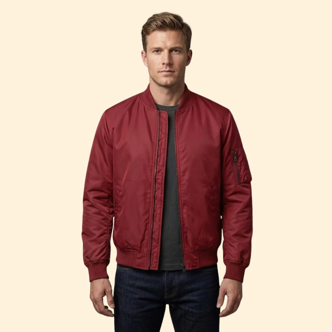 Men’s Bomber Jacket with Contrast Lining Design - Image 9