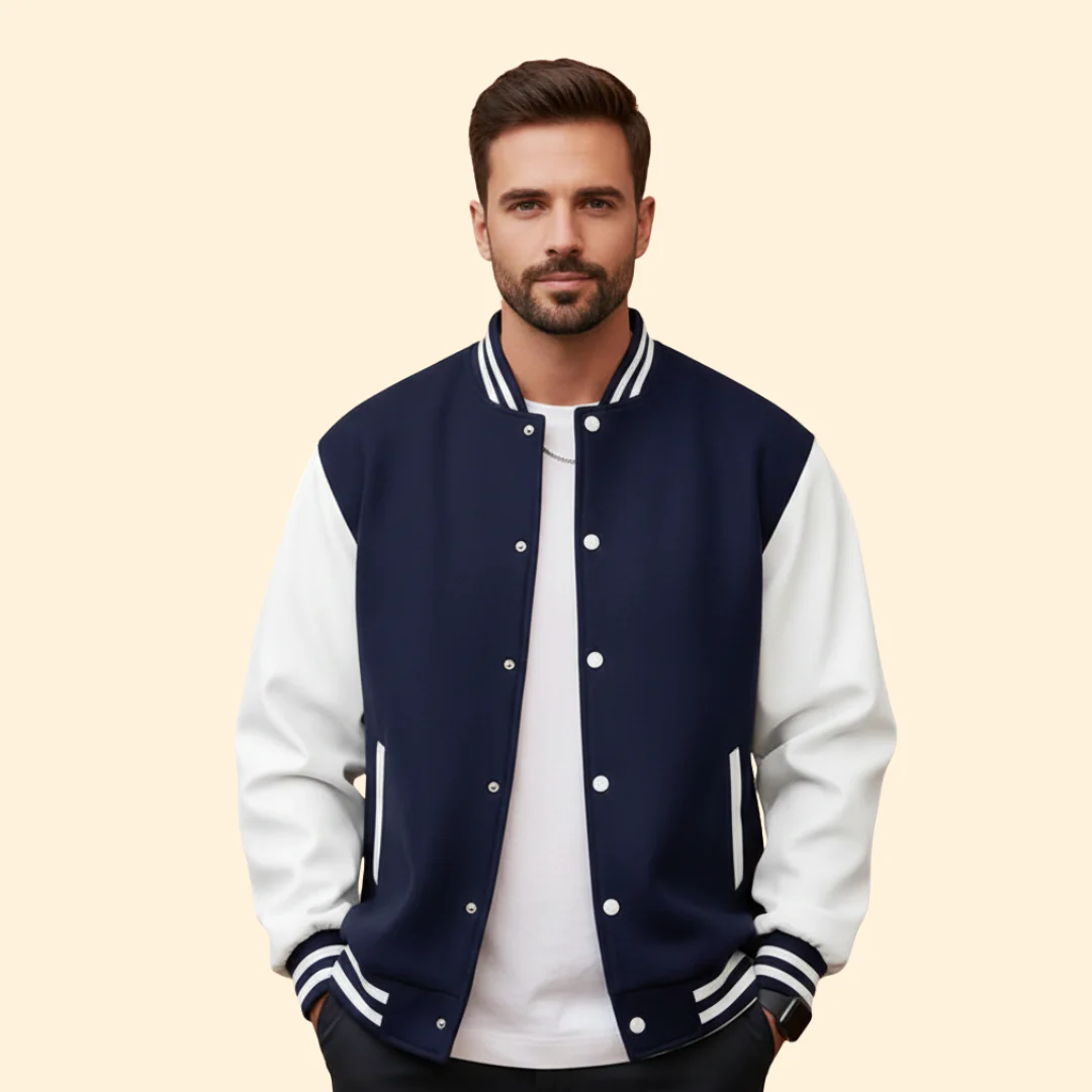 Men’s Bomber Jacket with Contrast Sleeve Design - Image 10