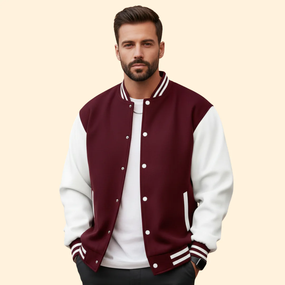 Men’s Bomber Jacket with Contrast Sleeve Design - Image 2
