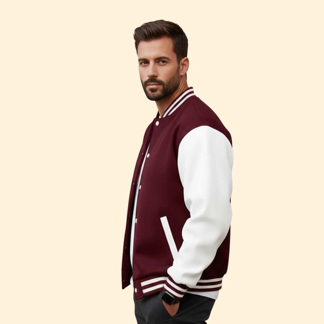 Men’s Bomber Jacket with Contrast Sleeve Design - Image 5