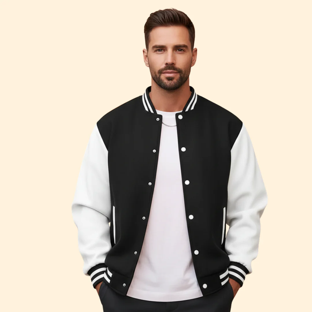 Men’s Bomber Jacket with Contrast Sleeve Design - Image 6