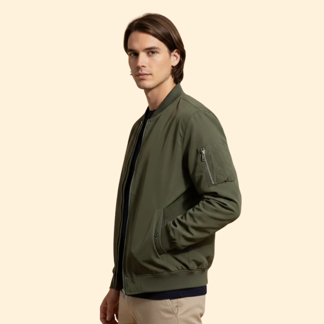 Men’s Bomber Jacket with Front Zipper - Image 5