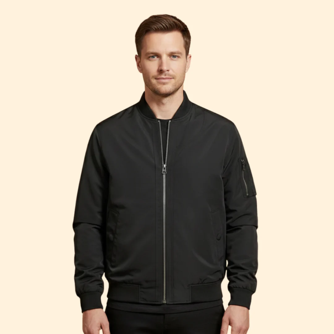 Men’s Bomber Jacket with Front Zipper - Image 6