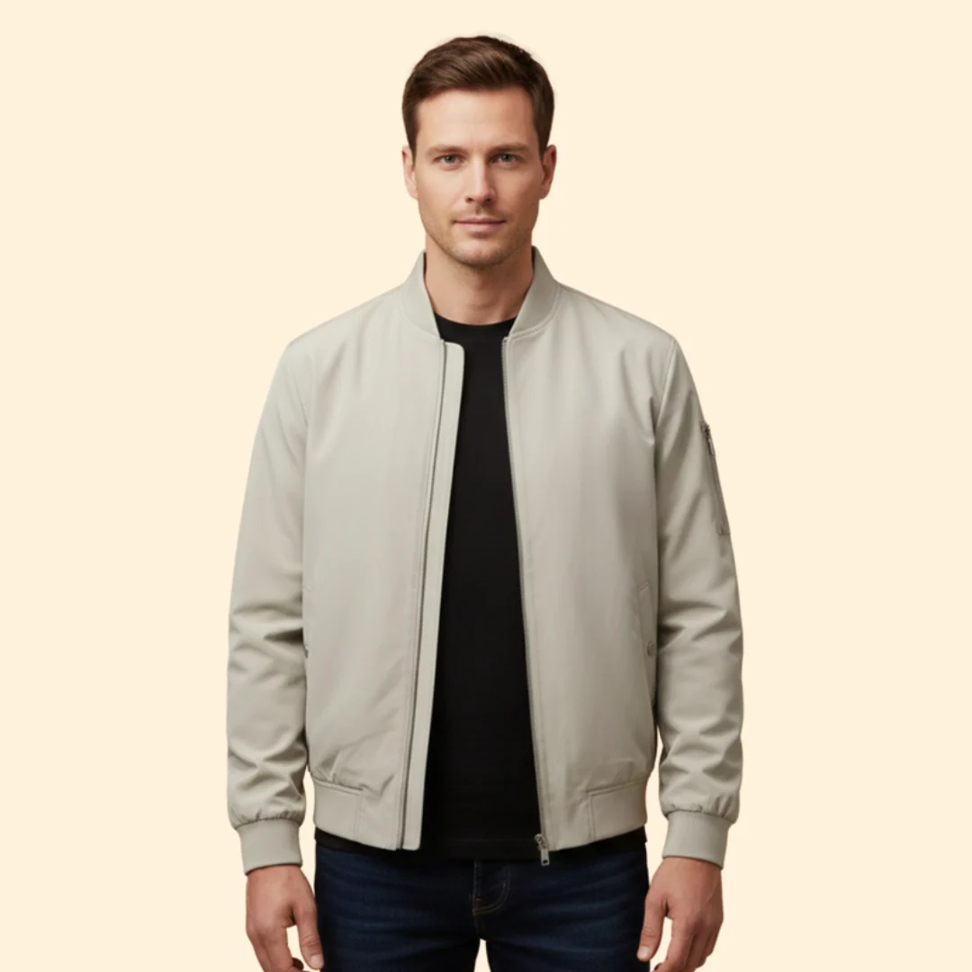 Men’s Bomber Jacket with Front Zipper - Image 7