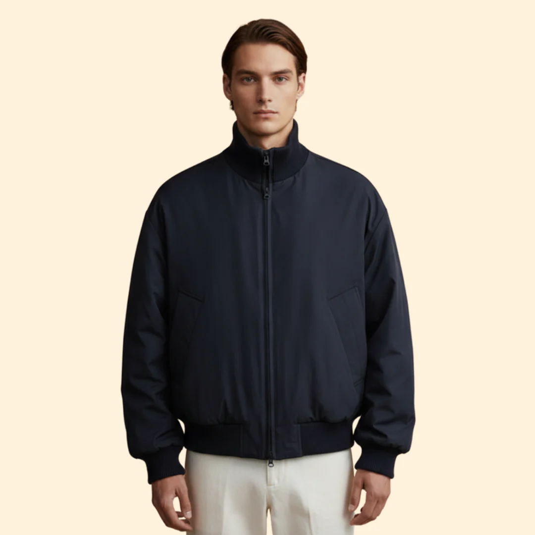 Men’s Bomber Jacket with High Collar and Pockets - Image 7