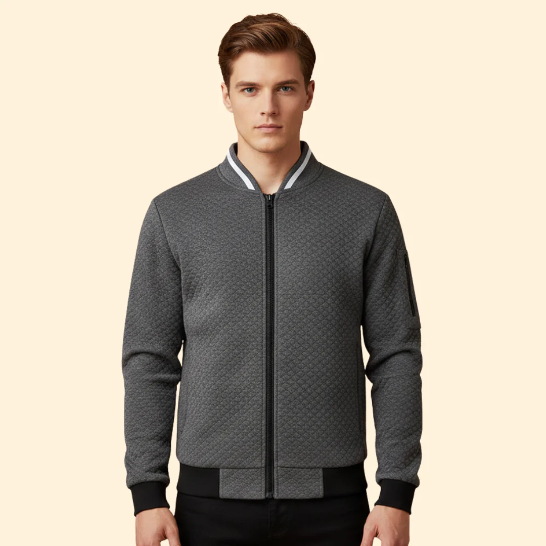 Men’s Bomber Jacket with Jacquard Textured Design - Image 2
