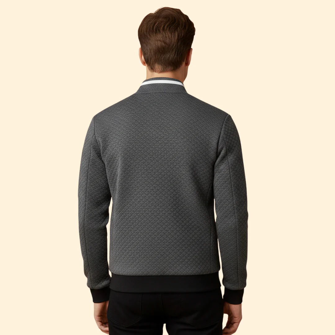 Men’s Bomber Jacket with Jacquard Textured Design - Image 4