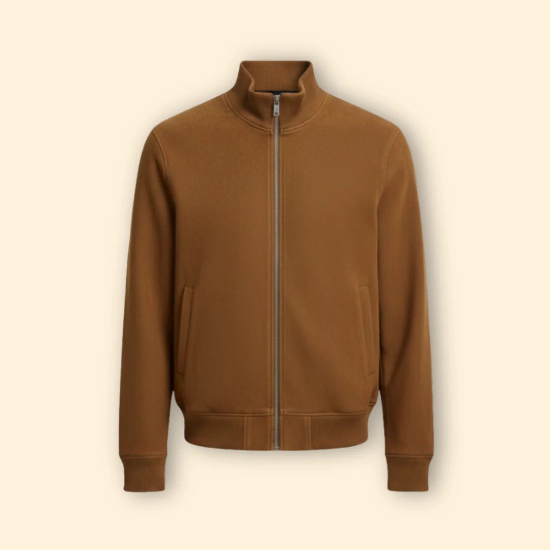 Men’s Bomber Jacket with Knit Collar Design