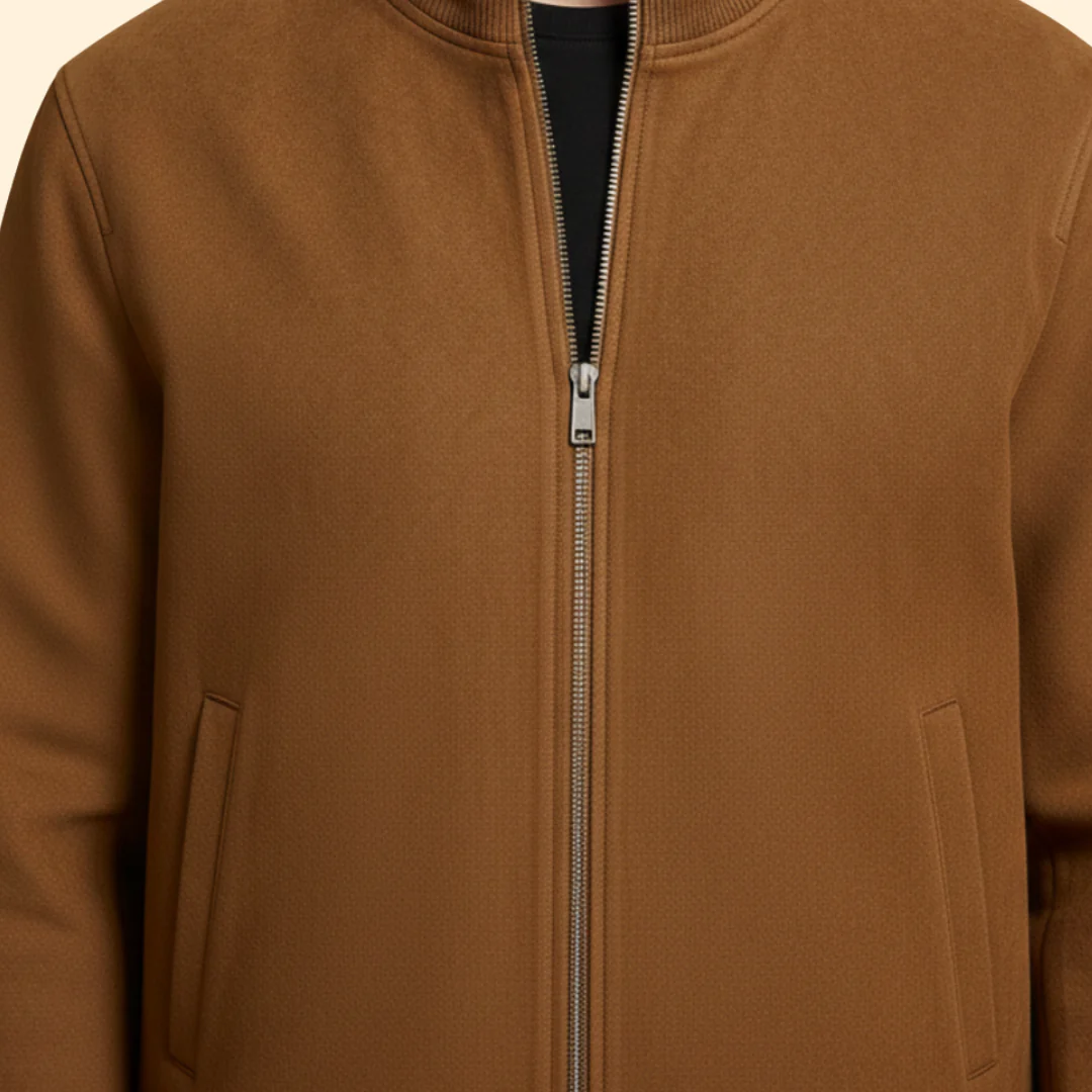 Men’s Bomber Jacket with Knit Collar Design - Image 4