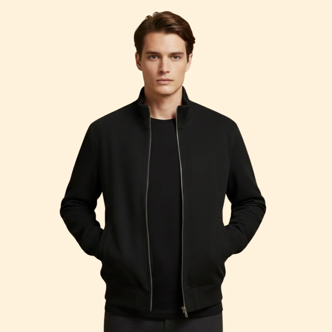 Men’s Bomber Jacket with Knit Collar Design - Image 8