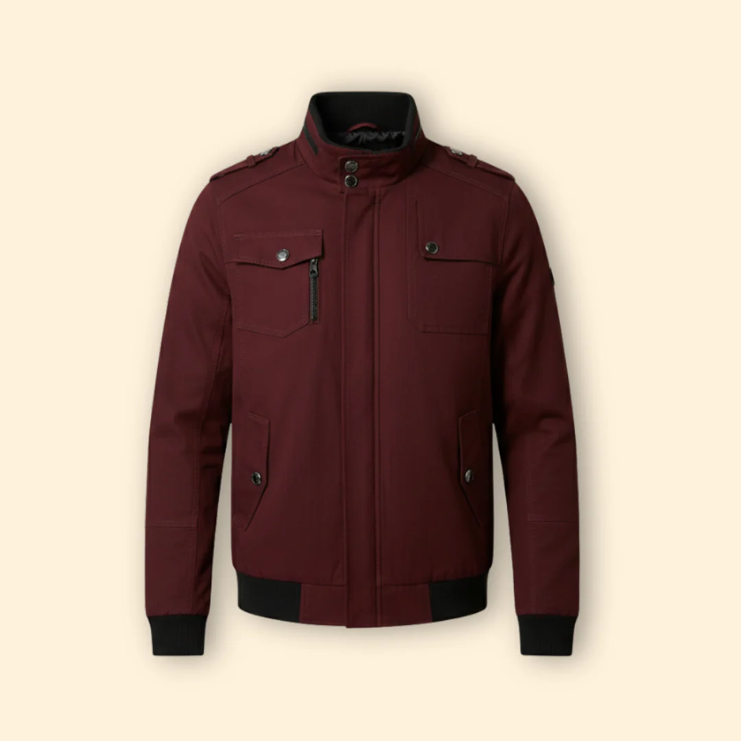 Men’s Bomber Jacket with Multiple Utility Pockets