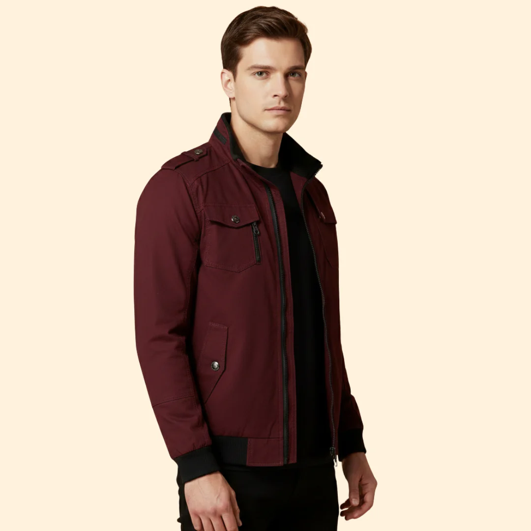 Men’s Bomber Jacket with Multiple Utility Pockets - Image 3