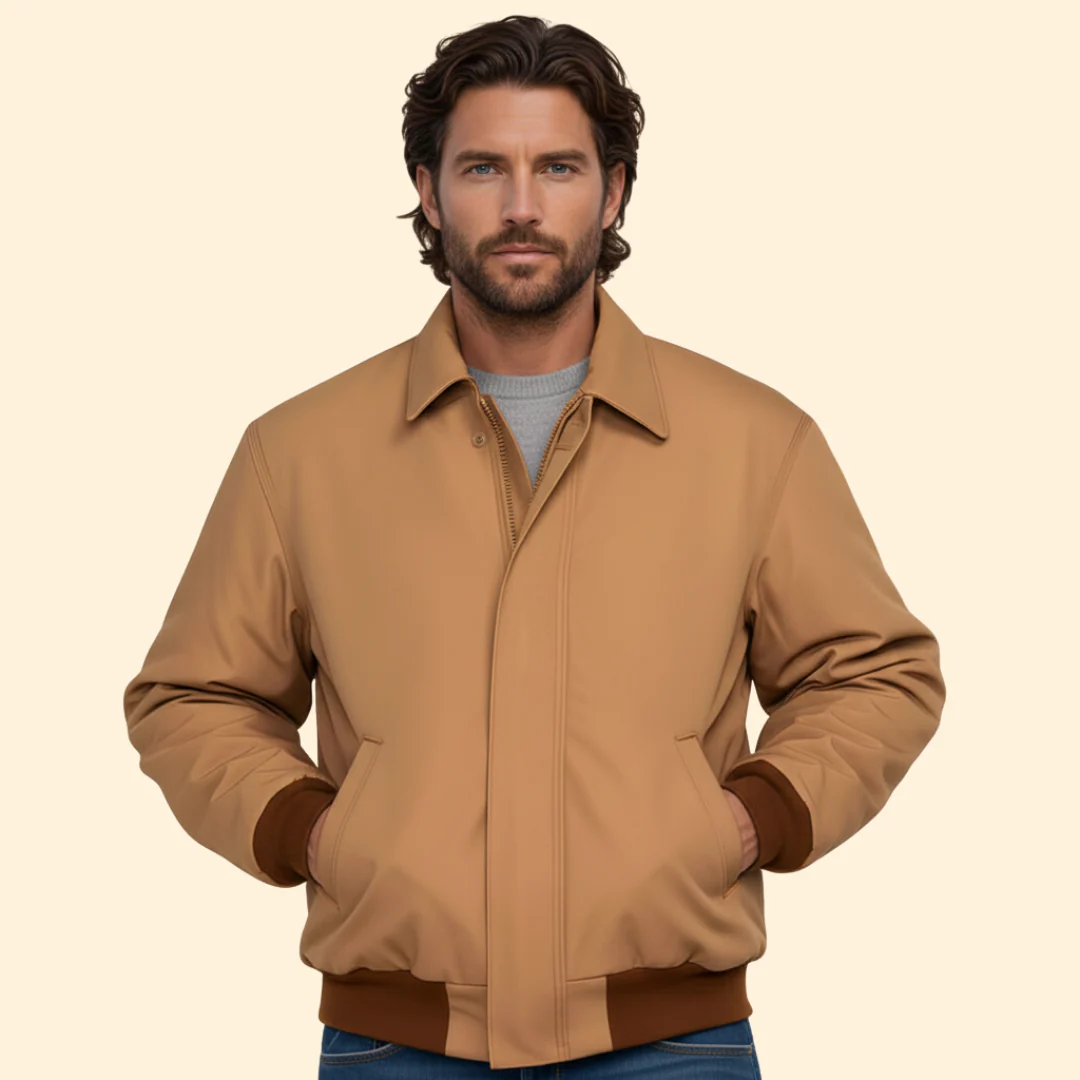 Men’s Bomber Jacket with Pointed Collar Design - Image 2