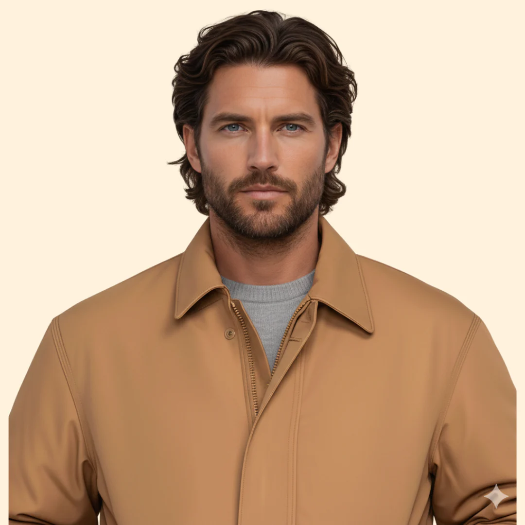 Men’s Bomber Jacket with Pointed Collar Design - Image 4