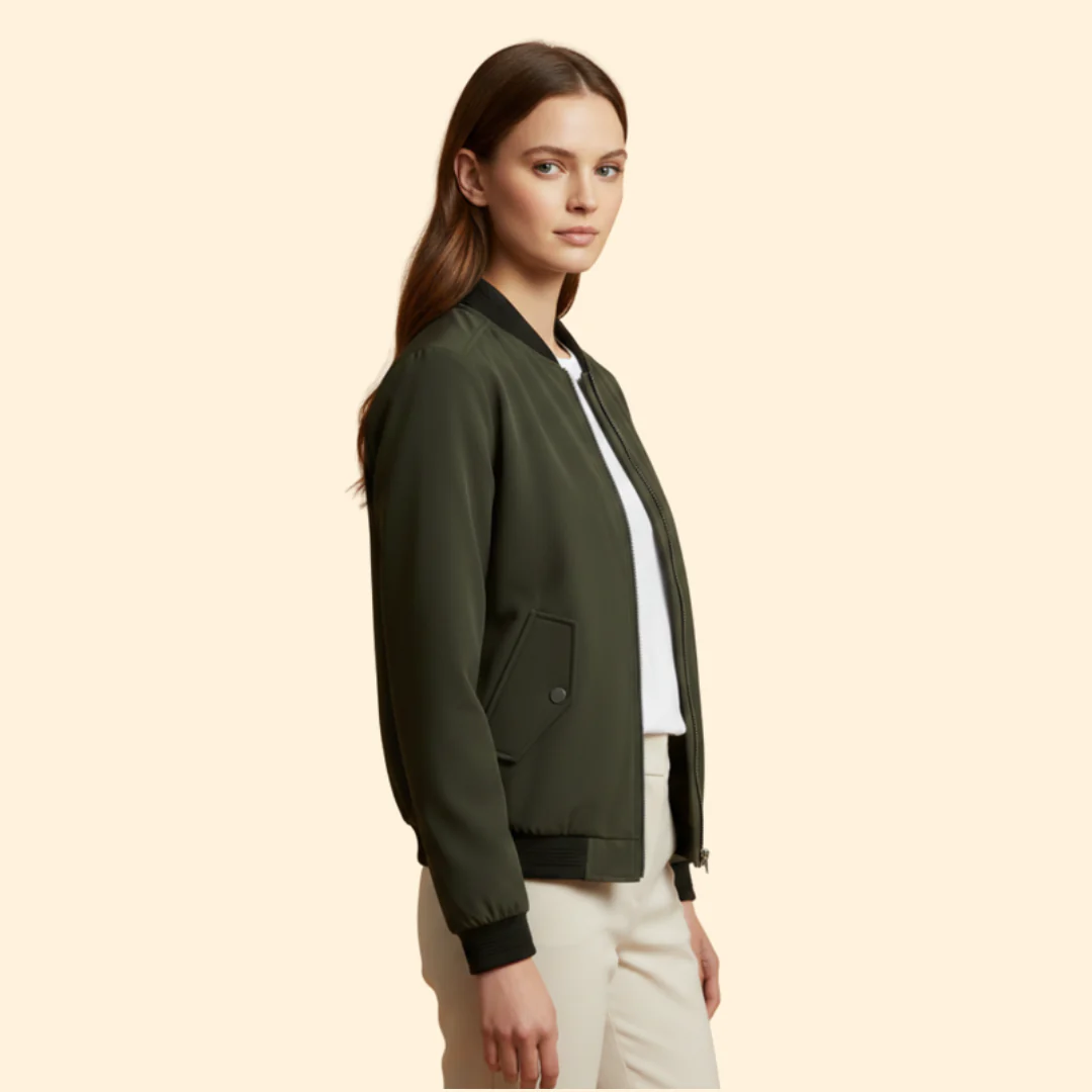 Women’s Bomber Jacket with Ribbed Cuffs - Image 3