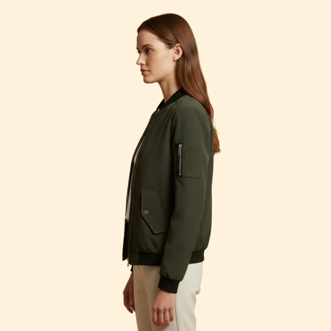Women’s Bomber Jacket with Ribbed Cuffs - Image 5
