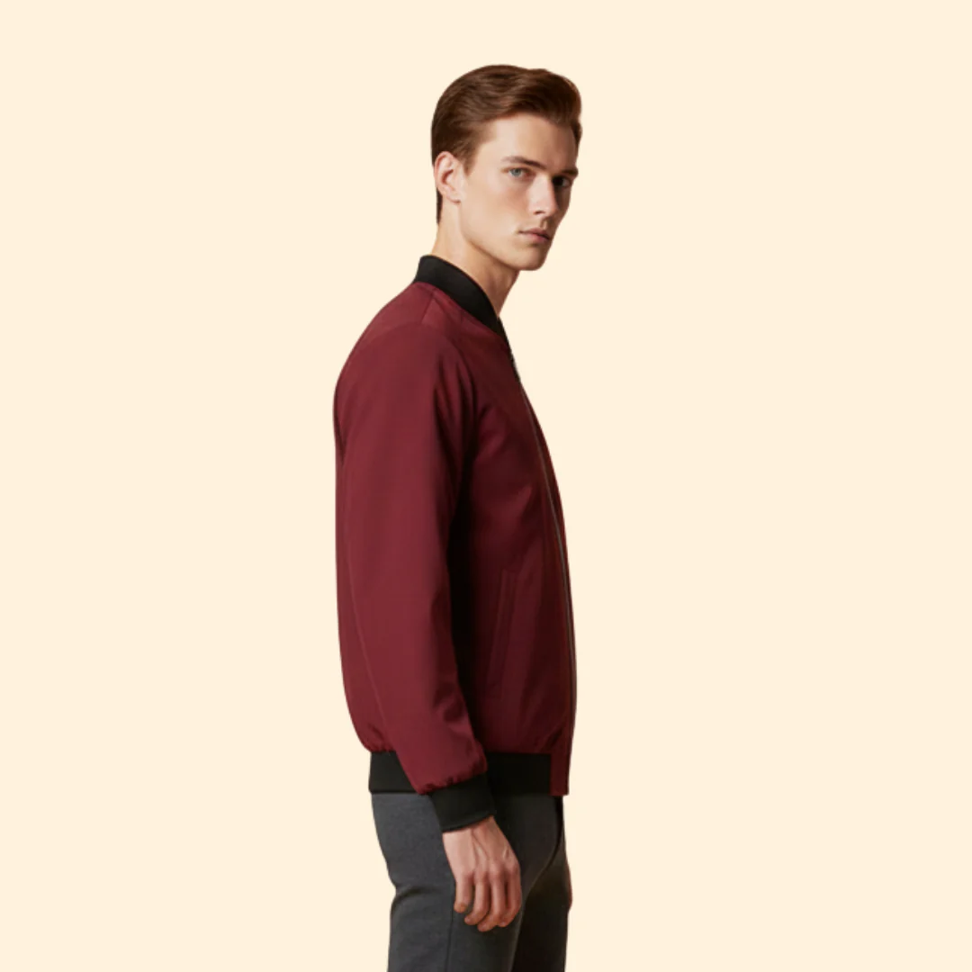 Men’s Bomber Jacket with Ribbed Trim Design - Image 3