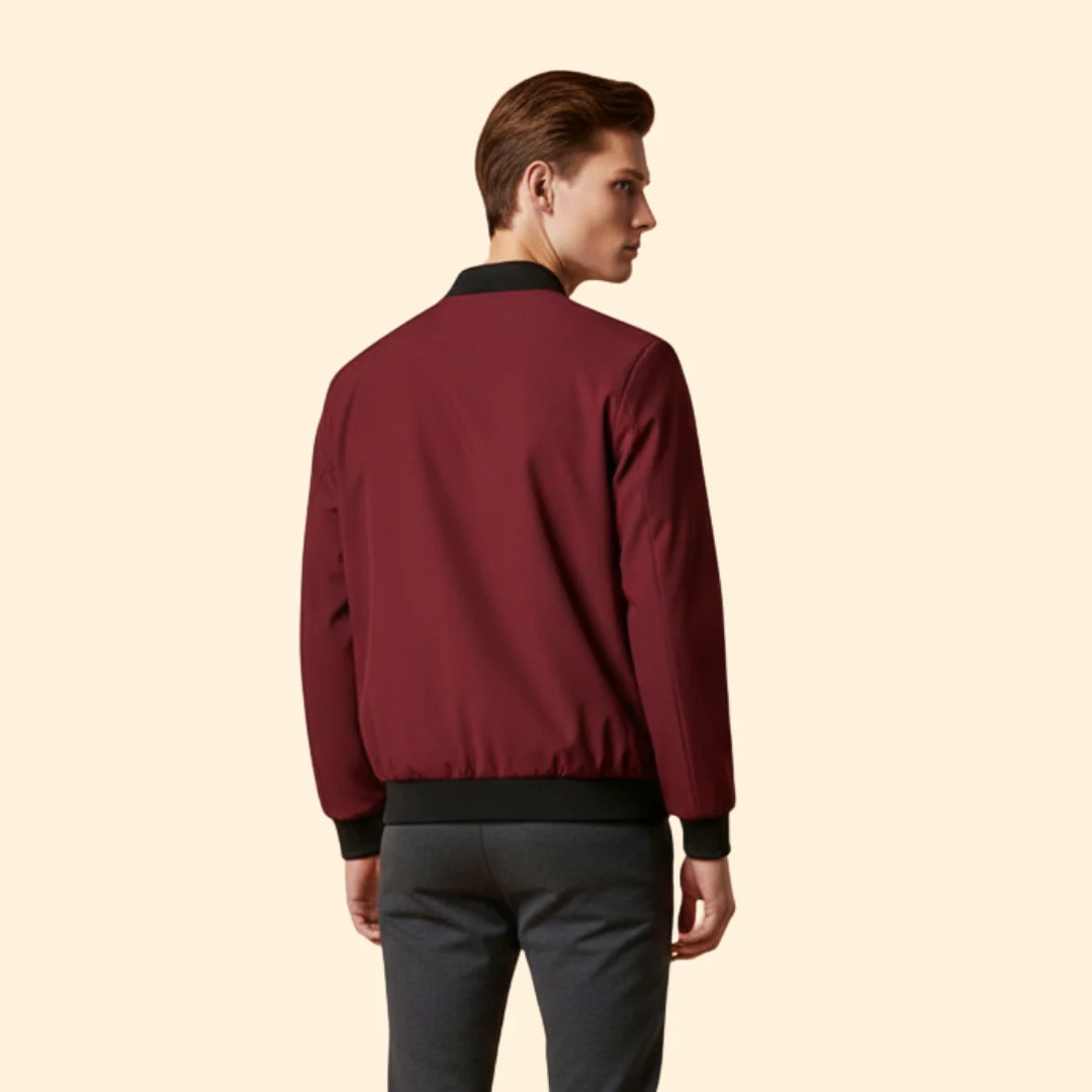 Men’s Bomber Jacket with Ribbed Trim Design - Image 4