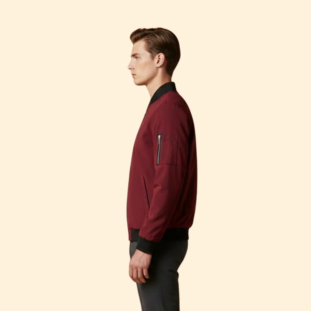 Men’s Bomber Jacket with Ribbed Trim Design - Image 5