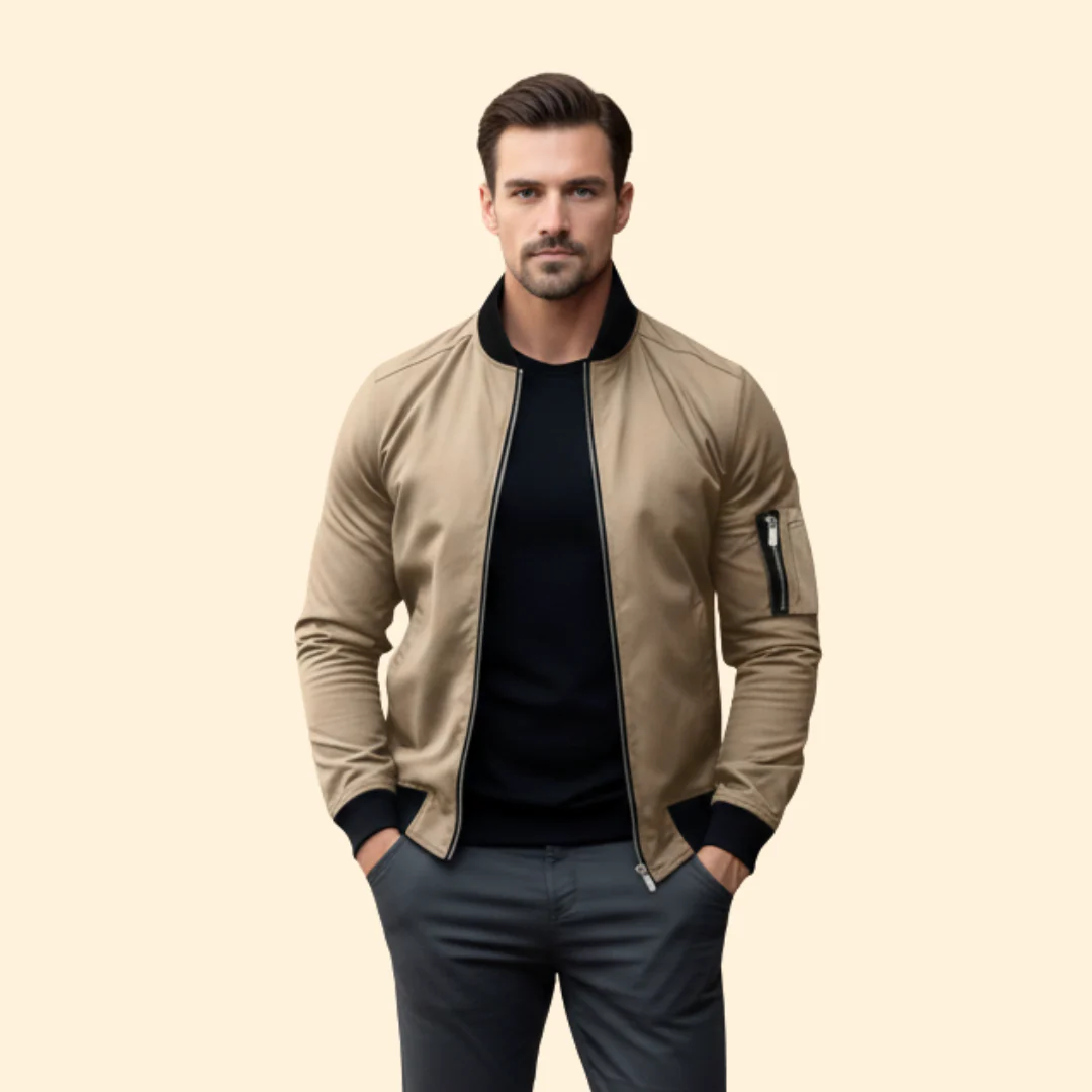 Men’s Bomber Jacket with Ribbed Trim Design - Image 7