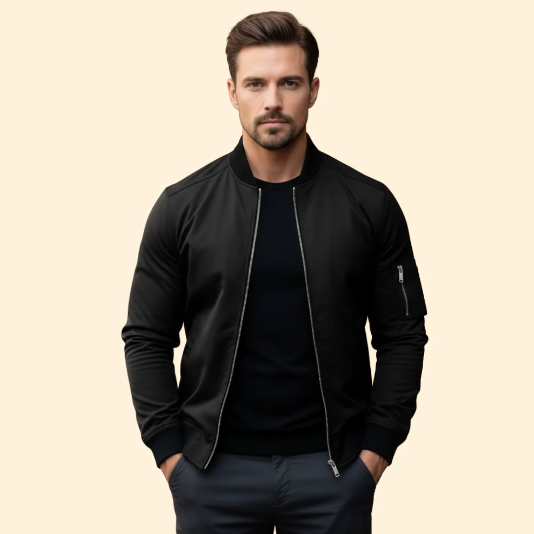 Men’s Bomber Jacket with Ribbed Trim Design - Image 8