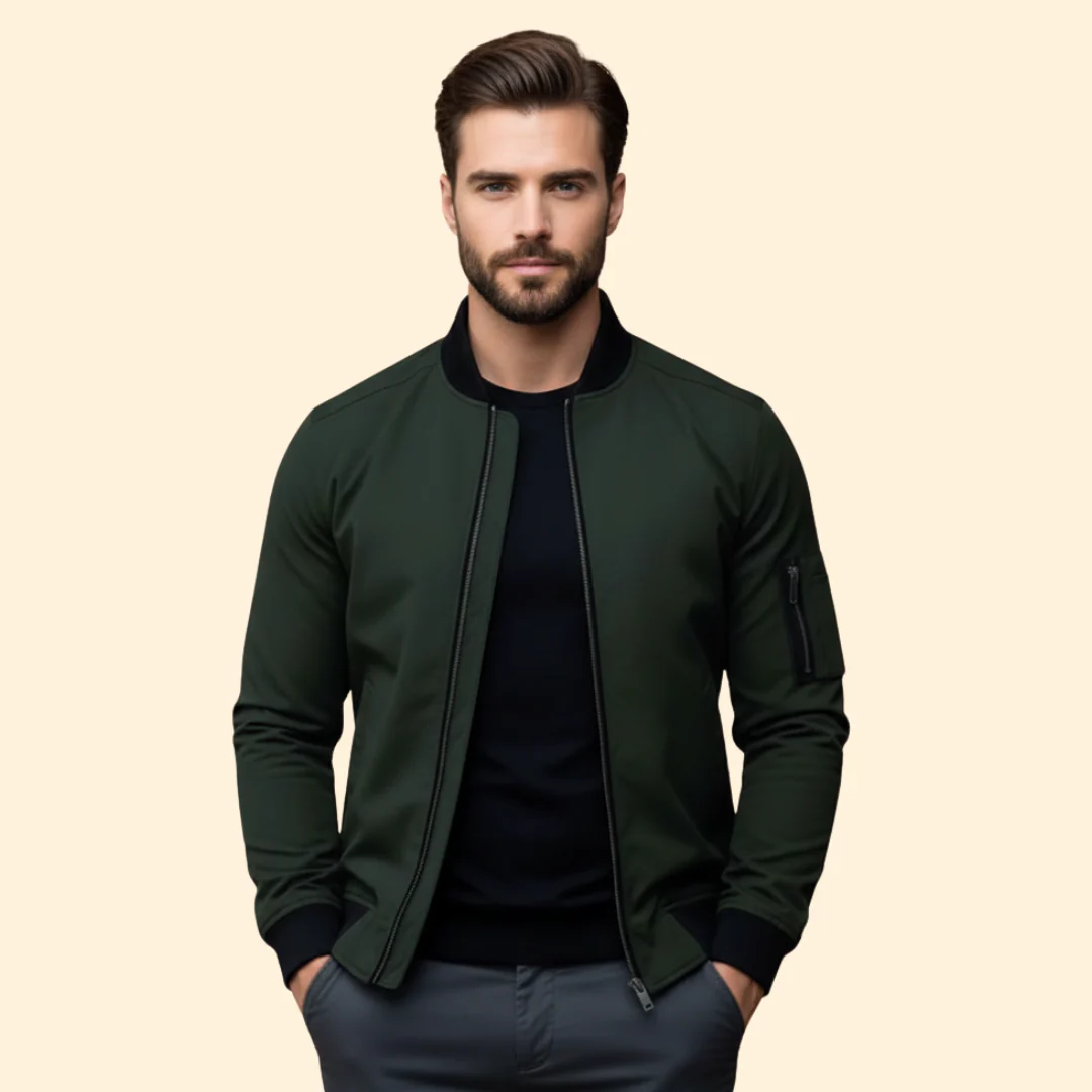Men’s Bomber Jacket with Ribbed Trim Design - Image 9