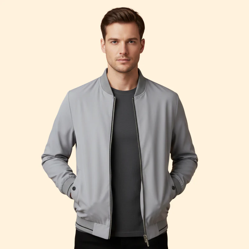 Men’s Bomber Jacket with Sporty Design - Image 2