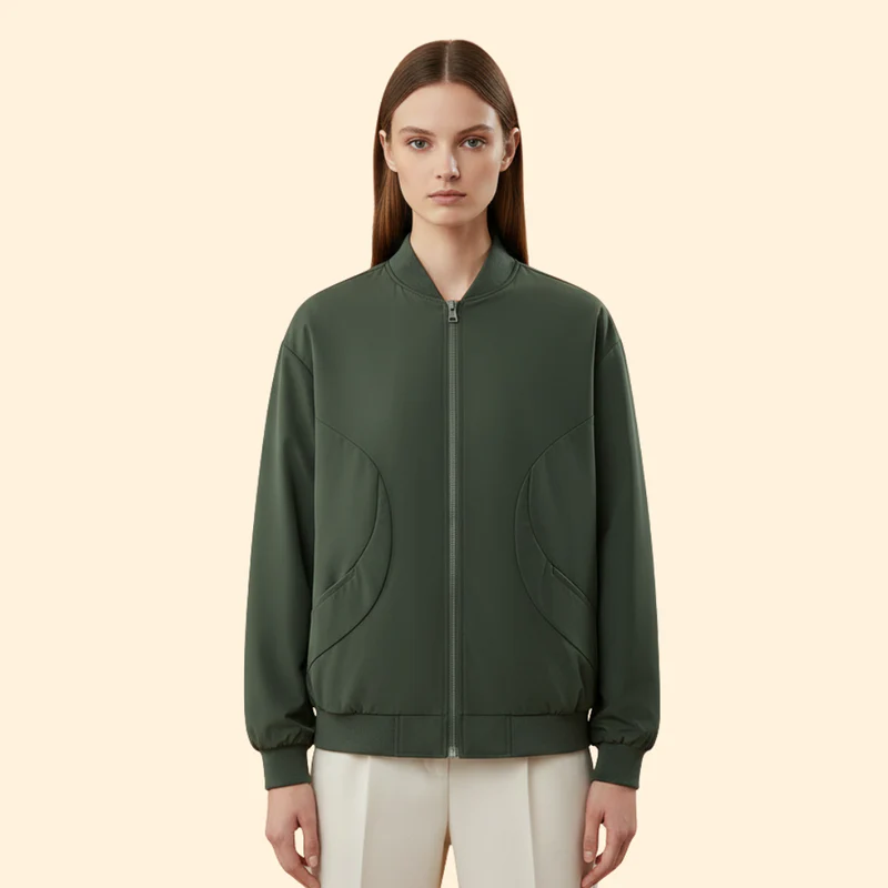 Women’s  Bomber Jacket with Stand Collar - Image 2