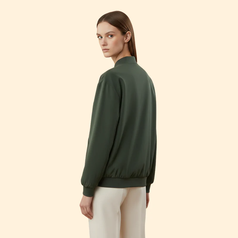 Women’s  Bomber Jacket with Stand Collar - Image 3