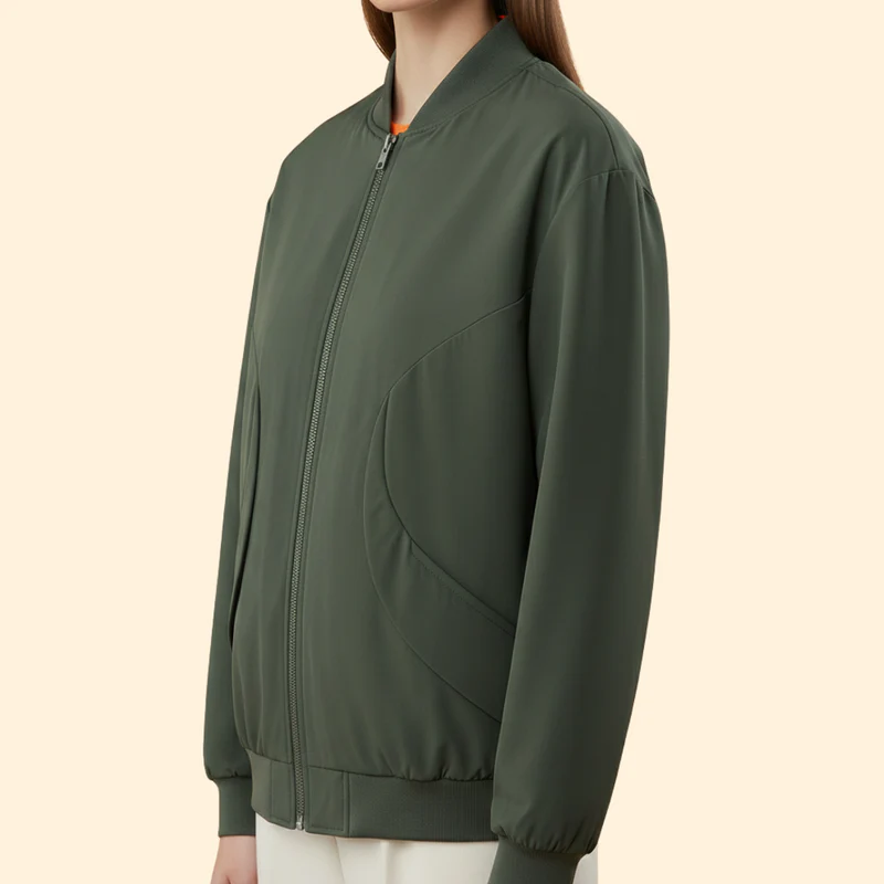 Women’s  Bomber Jacket with Stand Collar - Image 4