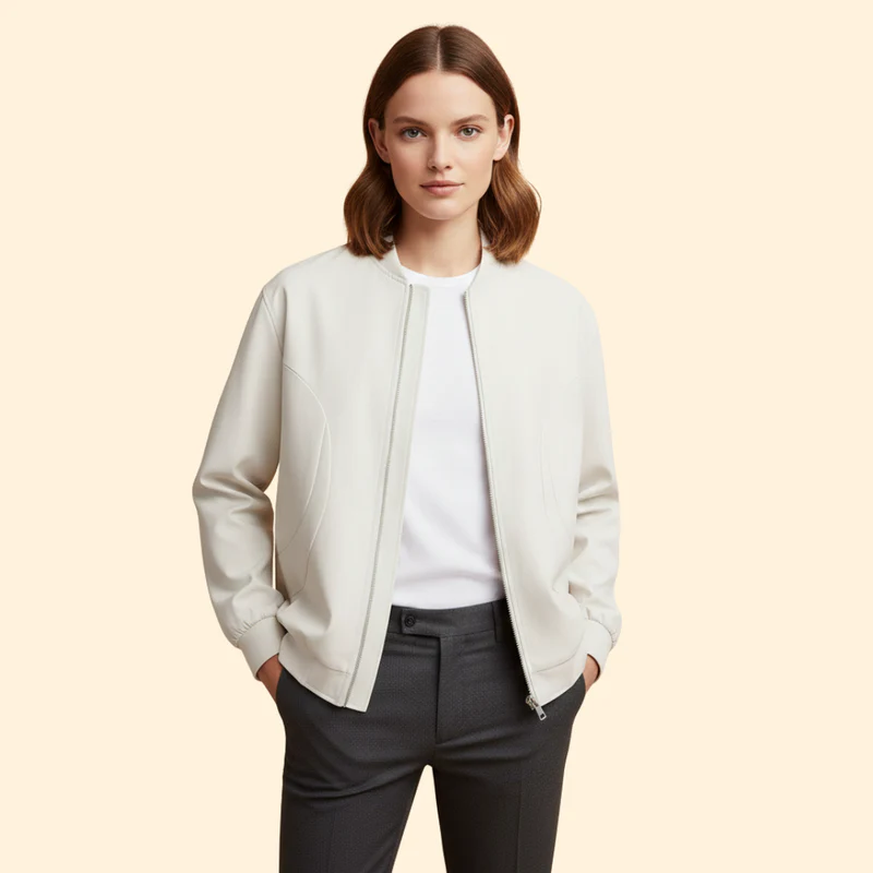 Women’s  Bomber Jacket with Stand Collar - Image 6