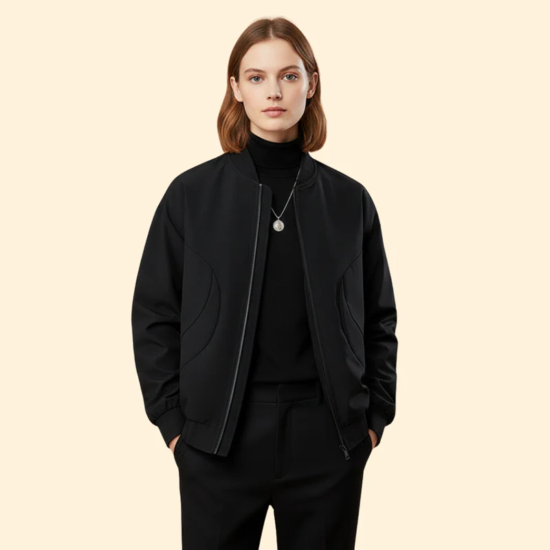 Women’s  Bomber Jacket with Stand Collar - Image 7