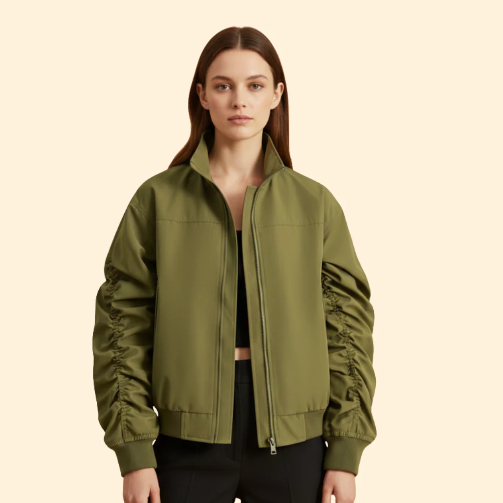 Men’s Bomber Jacket with Structured Sleeves - Image 2