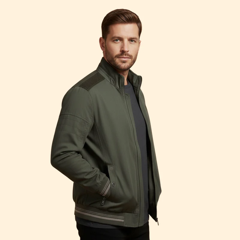 Men’s Bomber Jacket with Zipper Pockets - Image 3