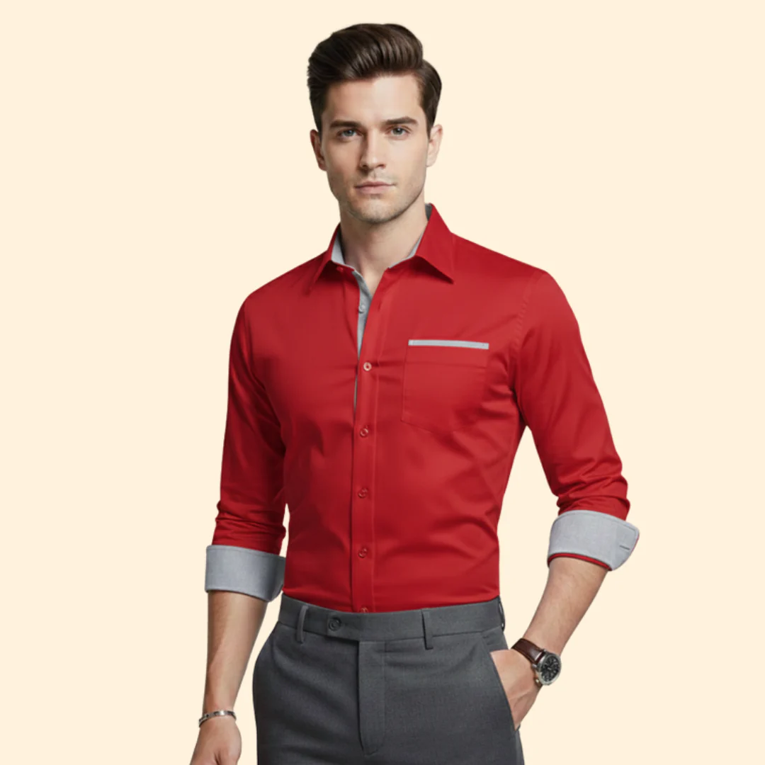 Men’s Button Down Shirt with Contrast Collar - Image 7